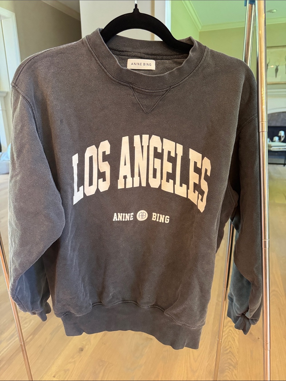 Anine Bing Faded Black 'Los Angeles' Pullover Sweatshirt